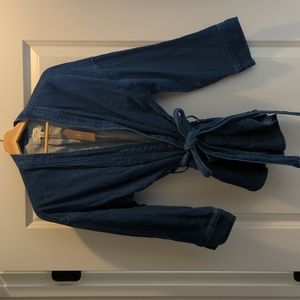 J. Crew indigo wrap jacket with pockets